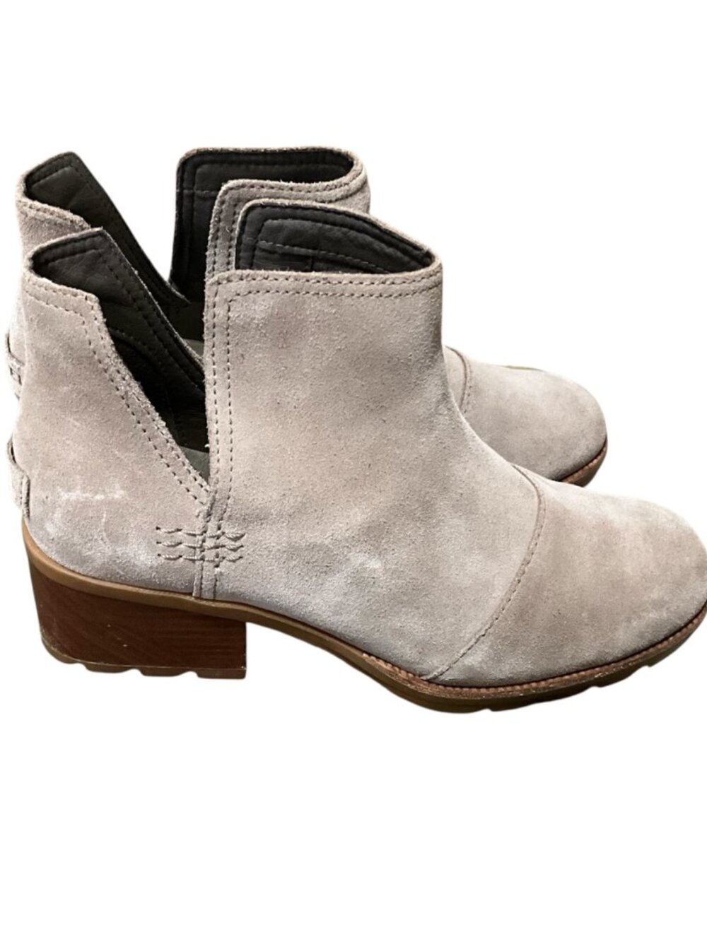 Sorel Womens Suede Ankle Booties Brown Size 7.5 Chunky Heel Durable Outsole